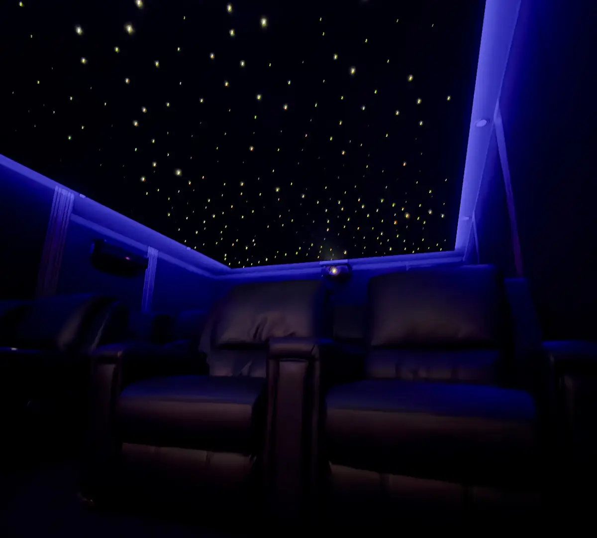 Project Luxury Smart Home Theatre with Shooting Starlight Ceiling and Tiered Seating BLUTEK0028