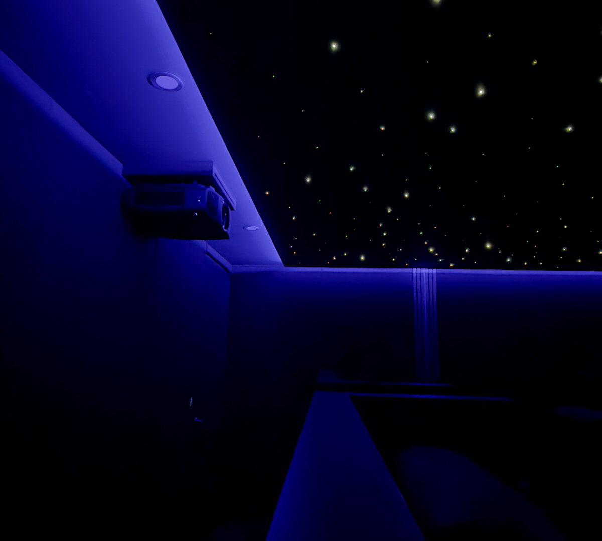 Project Luxury Smart Home Theatre with Shooting Starlight Ceiling and Tiered Seating BLUTEK0033