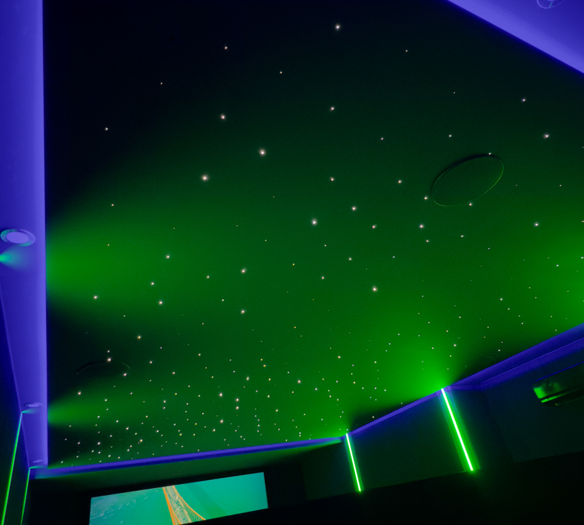 Project Luxury Smart Home Theatre with Shooting Starlight Ceiling and Tiered Seating BLUTEK0045